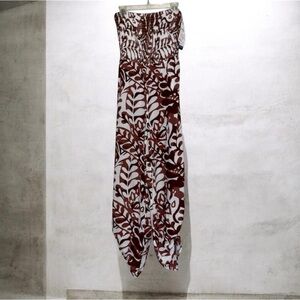 Women's Sam and Jess Ivory/Brown Three Way tie ‎ Jumpsuit, M, Brown